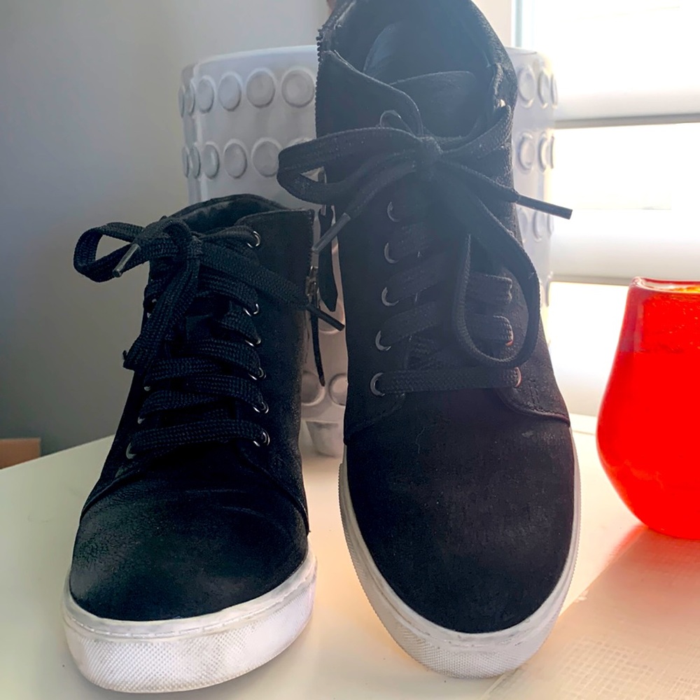 Black Caslon wedge sneaker booties.  Size 4